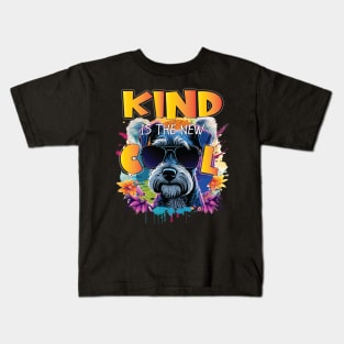 Cute Kind Is The New Cool Friendship Be Kind Schnauzer Dog Kids T-Shirt